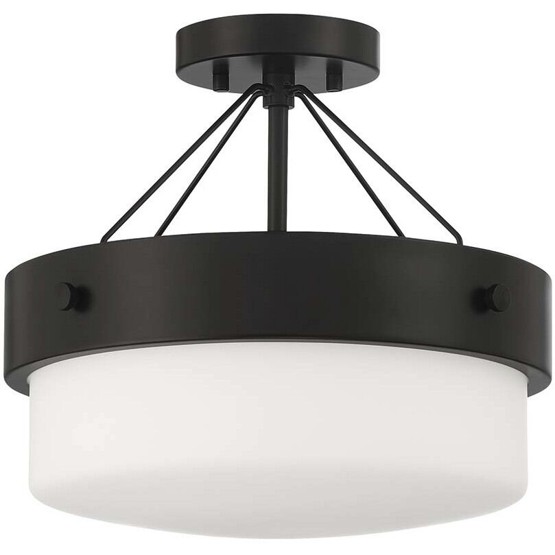 Oak Street 2 Light 13 inch Flat Black Convertible Semi Flush Ceiling Light